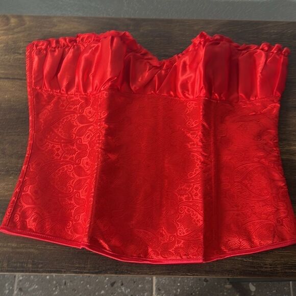 New Satin Push Up Bra,Strapless Seamless light Padded  Corset Bustier /Thong 2Pc - Picture 7 of 16
